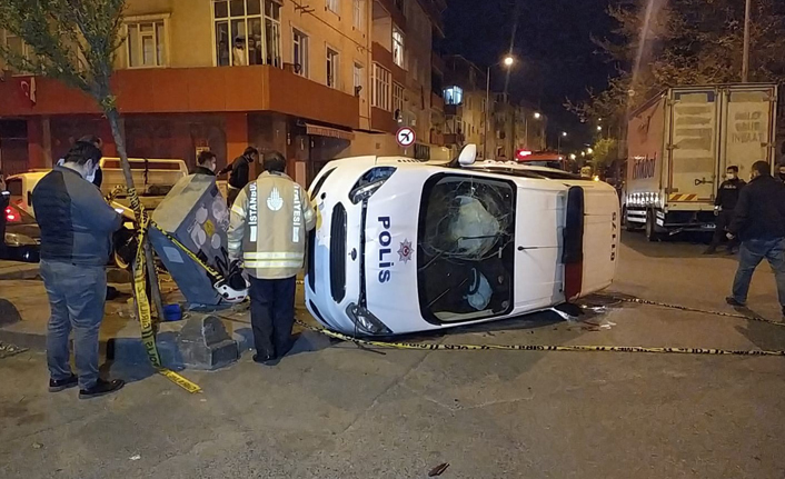 Polis ekipleri kaza yaptı: 2 polis yaralandı