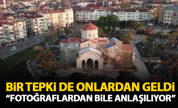 Ayasofya Cami'nde yapılan çalışmalara bir tepki de onlardan: Hatalı olduğu fotoğraflardan bir gözüküyor