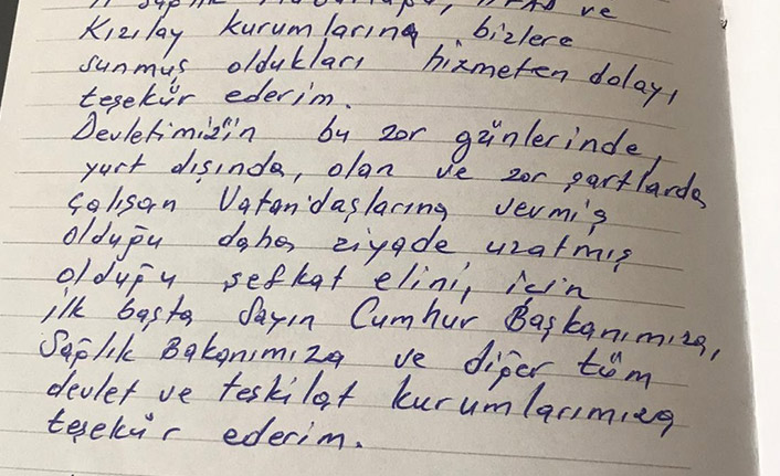 Karantinası bitenler mektup bıraktılar