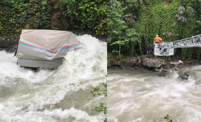 Rize'de kamyonet dereye uçtu! Ekipler seferber oldu