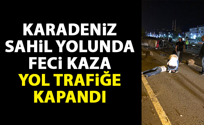 Karadeniz sahil yolunda kaza! Trafik klitlendi!