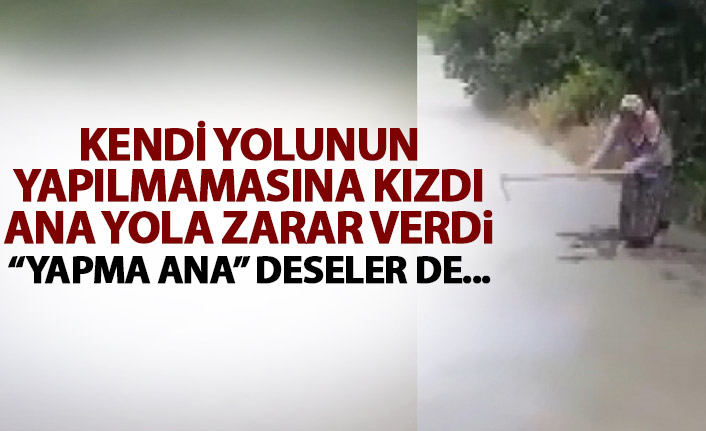 Kendi yolunun yapılmamasına kızdı ana yola zarar verdi