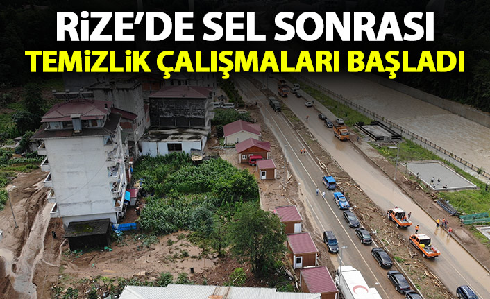 Rize'de sel sonrası temizlik çalışmaları başladı