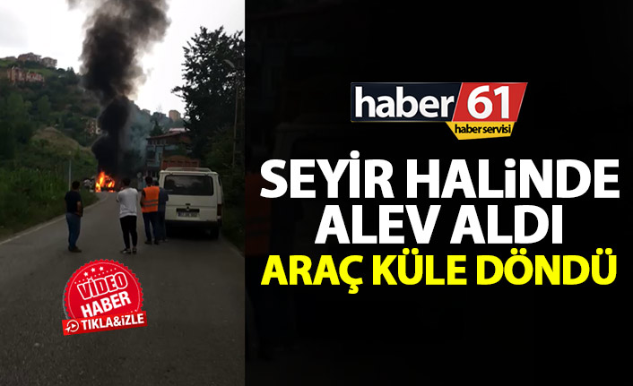 Trabzon'da hareket halindeki alev aldı