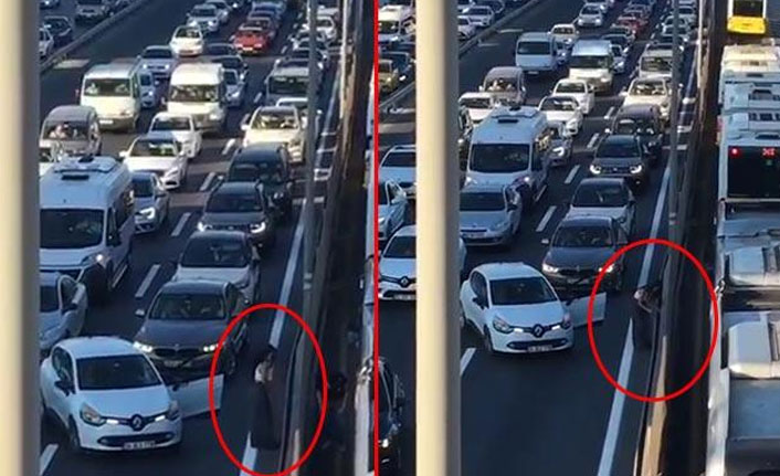 Trafiği durdurdu! kadın sürücü kediyi kurtardı