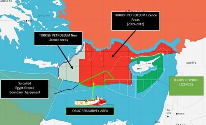 İşte Oruç Reis’in faaliyet sahasını gösteren harita