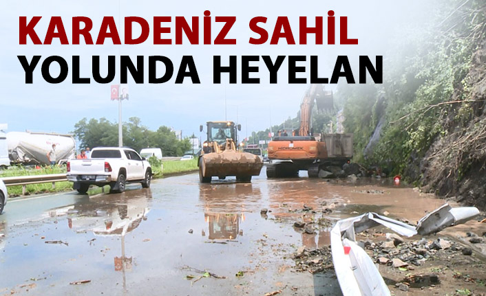 Karadeniz Sahil yolunda heyelan