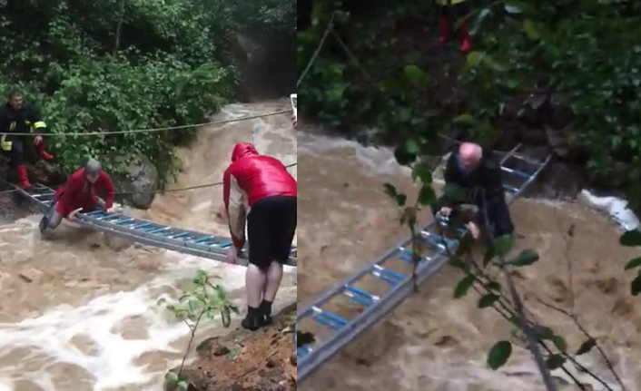 Giresun'da yaşlı çift fındık bahçesinde mahsur kaldı