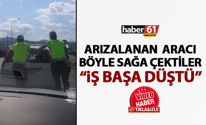 Trabzon’da polislerden yolda kalan araca yardım