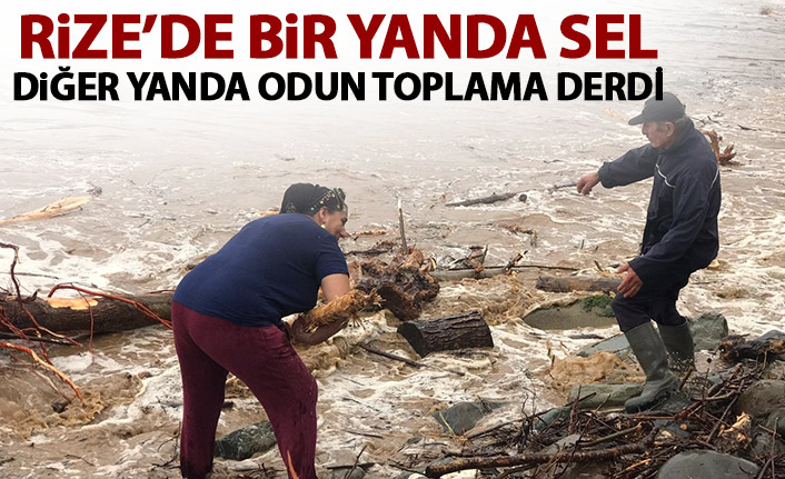 Rize'de bir tarafta sel diğer tarafta odun telaşı