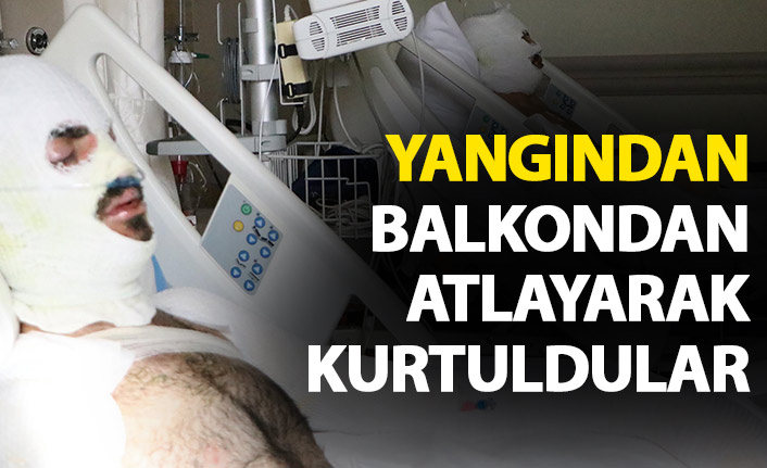 Çay evindeki yangından balkondan atlayarak kurtuldular