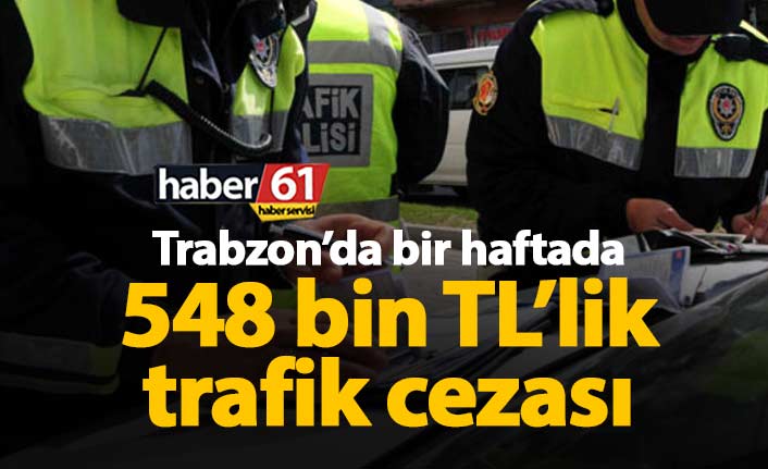 Trabzon'da 1 haftada 548 Bin TL trafik cezası