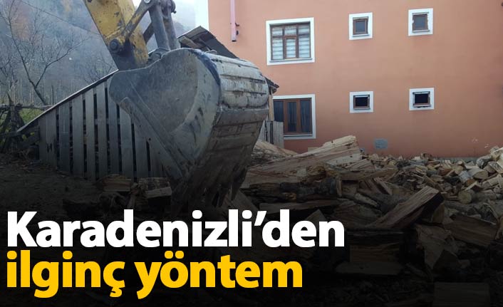 Karadenizli'den ilginç odun kırma yöntemi