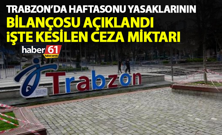 Trabzon'da haftasonu yasaklarının bilançosu 243 bin TL