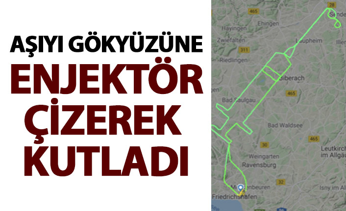 Aşıyı gökyüzüne enjektör çizerek kutladı