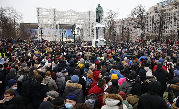 Rusya'da Aleksey Navalnıy protestosu