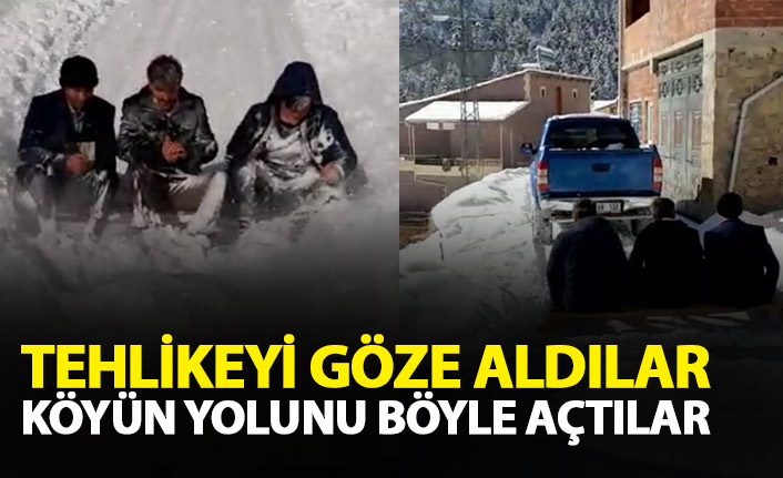 Gümüşhane'de köylüler tehlikeyi göze alıp yollarını kendileri açtı