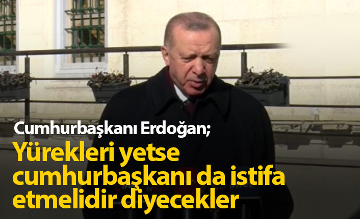 Cumhurbaşkanı Erdoğan: Yürekleri yetse cumhurbaşkanı da istifa etmelidir diyecekler