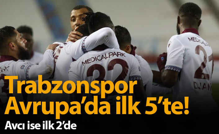 Trabzonspor 2021'de Avrupa'da ilk 5'e girdi!