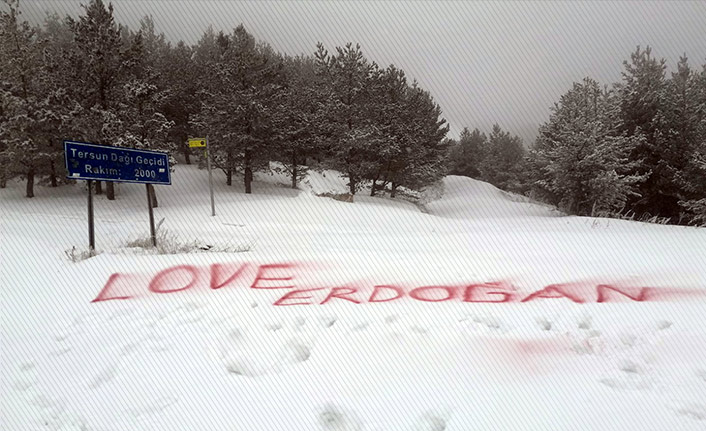 2 bin metreye ‘Love Erdoğan’ yazdı