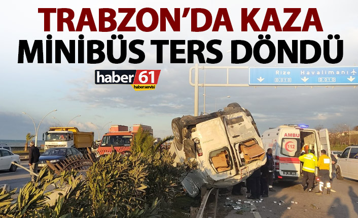 Trabzon’da feci kaza! Yolda ters döndü