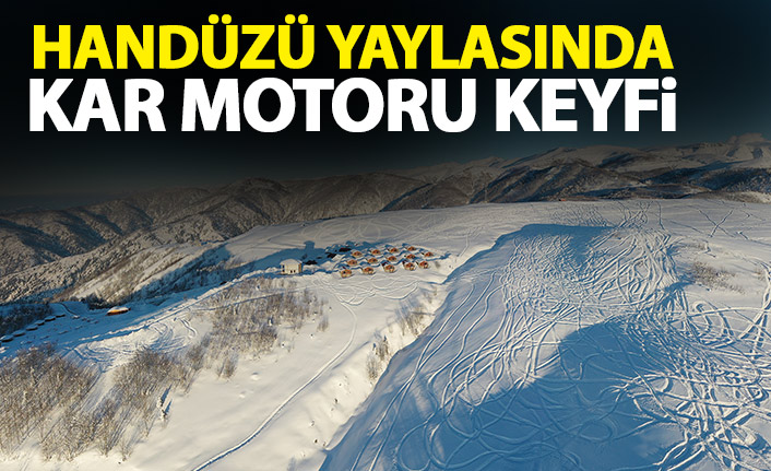 Handüzü Yaylası'nda kar motoru keyfi