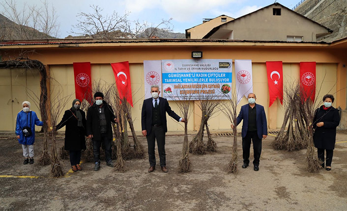 Kadın çiftçilere kuşburnu fidanı dağıtıldı