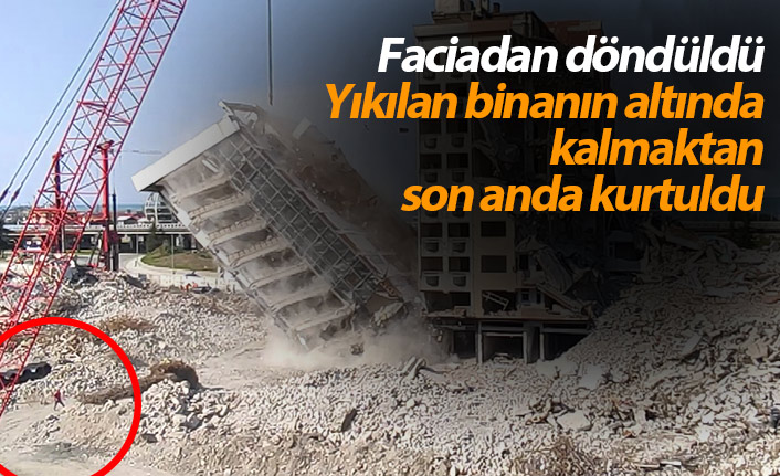 Rize'de yıkılan binanın altında kalmaktan son anda kurtuldu