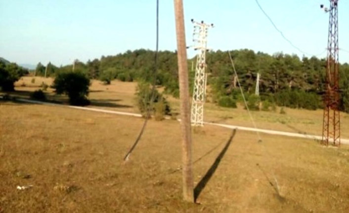 Telefon direğindeki bakır kabloları çaldılar