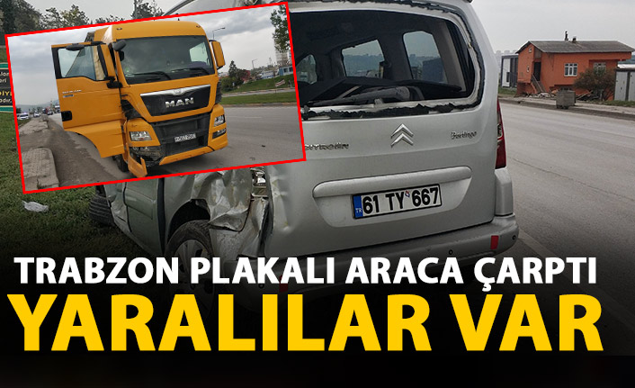 Tır Trabzon plakalı araca kavşakta çarptı! Yaralılar var