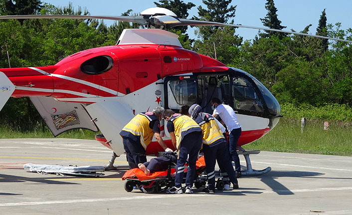 Kalp krizi geçiren hastanın yardımına ambulans helikopter yetişti