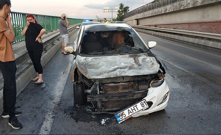 Bir hafta önce satın aldığı otomobil küle döndü