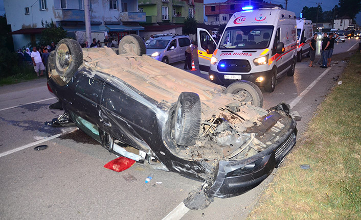 Samsun'da otomobil takla attı: 3 yaralı