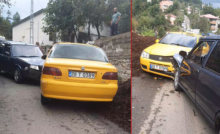 Giresun'da otomobil taksiyle çarpıştı: 3 yaralı