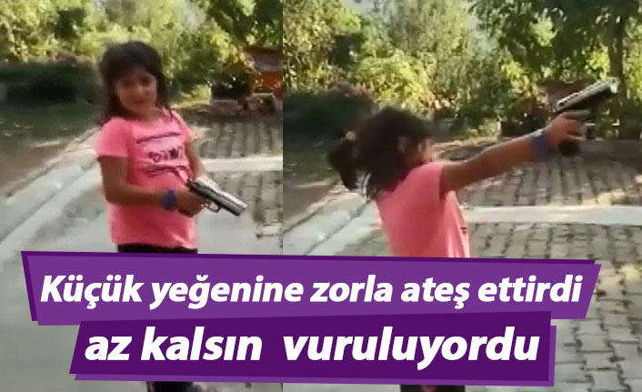 Küçük yeğenine zorla ateş ettirirken vuruluyordu