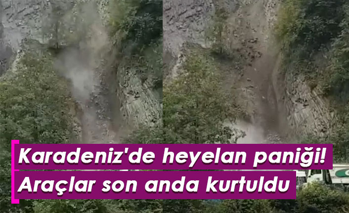 Karadeniz'de heyelan paniği! Araçlar son anda kurtuldu