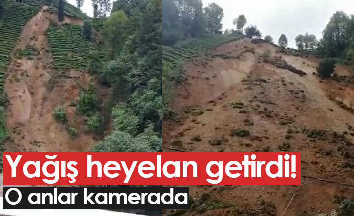 Rize'de heyelan anı kamerada