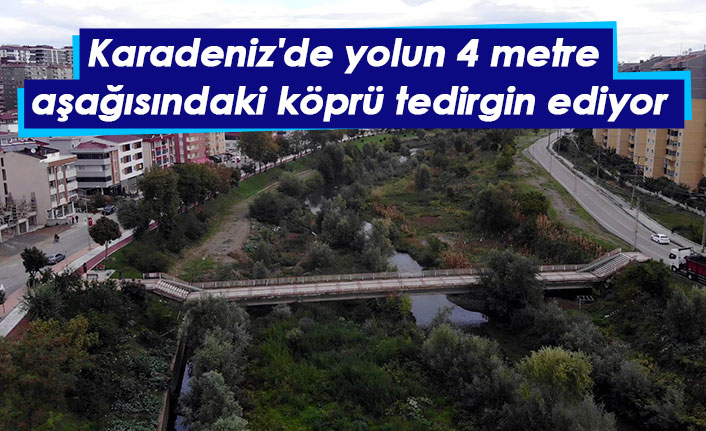 Karadeniz'de yolun 4 metre aşağısındaki köprü tedirgin ediyor