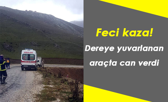 Feci kaza! Dereye yuvarlanan araçta can verdi