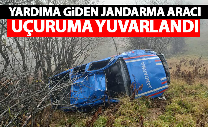 Rize'de kurtarma çalışmasına katılan jandarma aracı uçuruma yuvarlandı