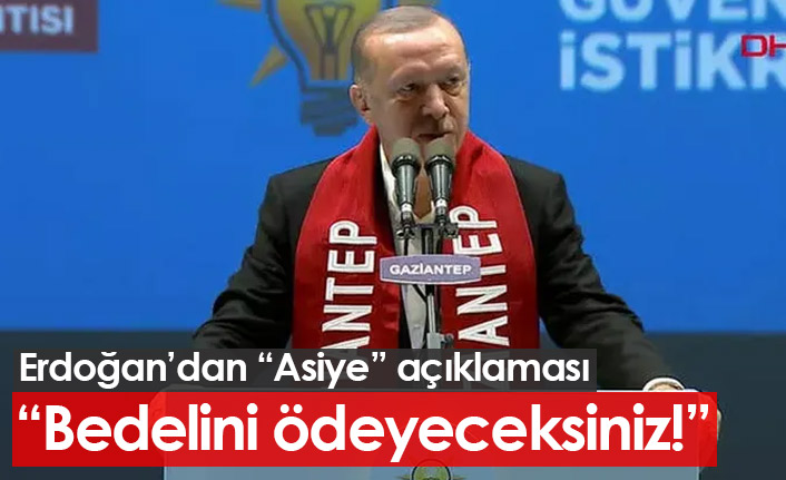 Erdoğan'dan "Asiye" açıklaması: Bedelini ödeyeceksiniz!