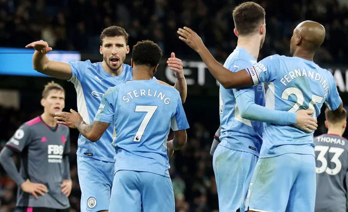 Manchester City, Leicester City'ye gol oldu yağdı