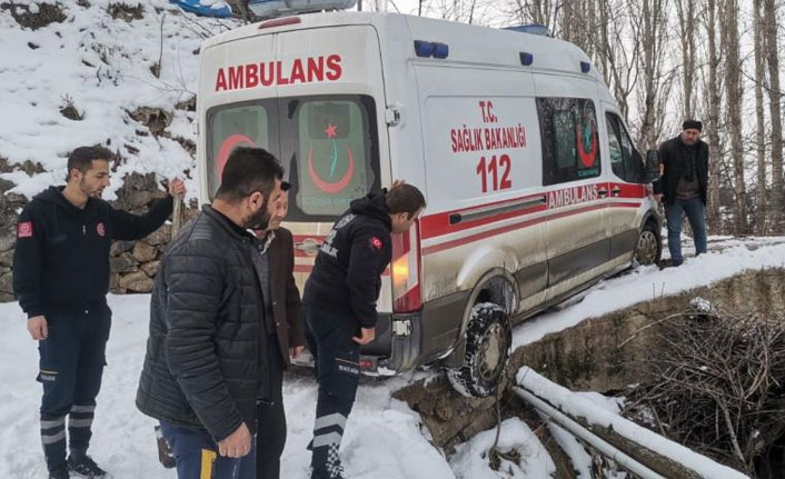 Artvin'de hasta almaya giden ambulans kaydı! Yardıma köylüler yetişti