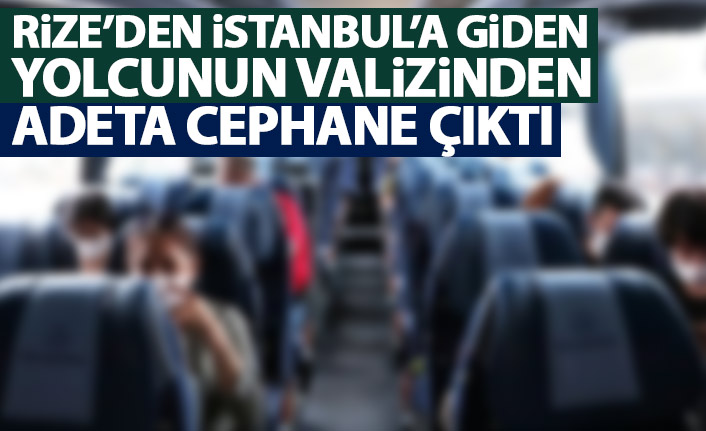 Rize'de otobüsteki yolcunun valizinden adeta cephane çıktı!