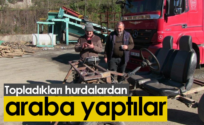 Hurdaları toplayıp kendilerine araba yaptılar