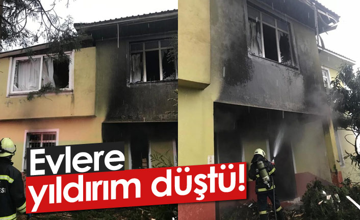 Rize'de evlere yıldırım düştü