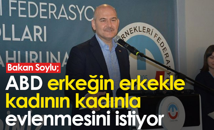 Soylu: ABD erkeğin erkekle kadının kadınla evlenmesini istiyor