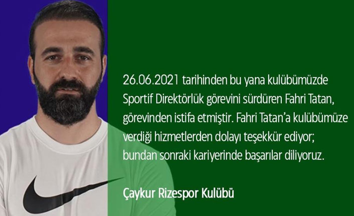 Çaykur Rizespor'da istifa