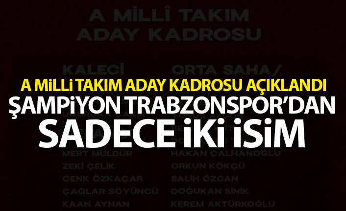 A Milli takım aday kadrosu belli oldu! Trabzonspor'dan sadece 2 isim