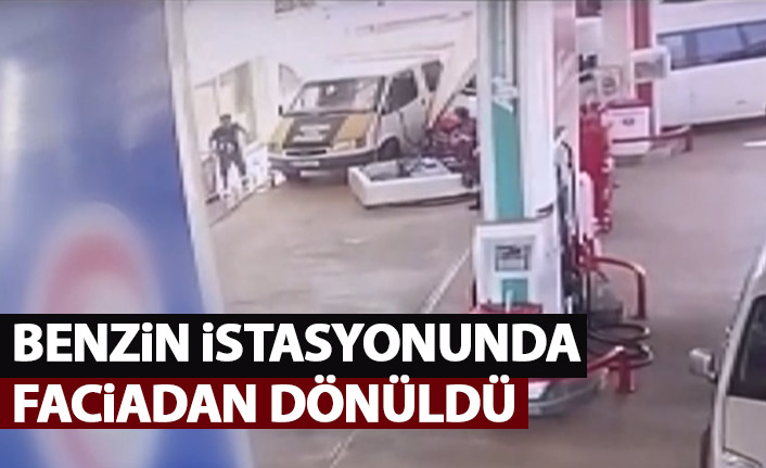 Akaryakıt istasyonundaki kazada faciadan dönüldü